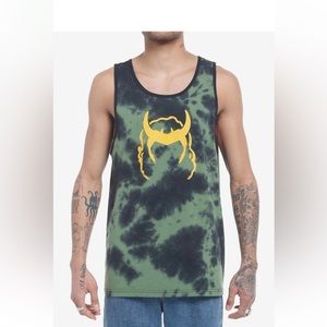 Marvel Loki tie dye green tank top